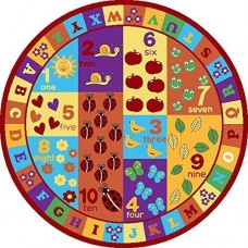 Kids Abc Area Rug Educational Alphabet Letter Numbers Anti Skid Size 3'3" Round   